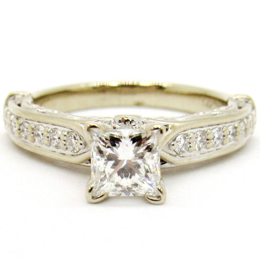 0.71ct Square Modified Brilliant Diamond Solitaire Ring — GIA Certified, 14k White Gold