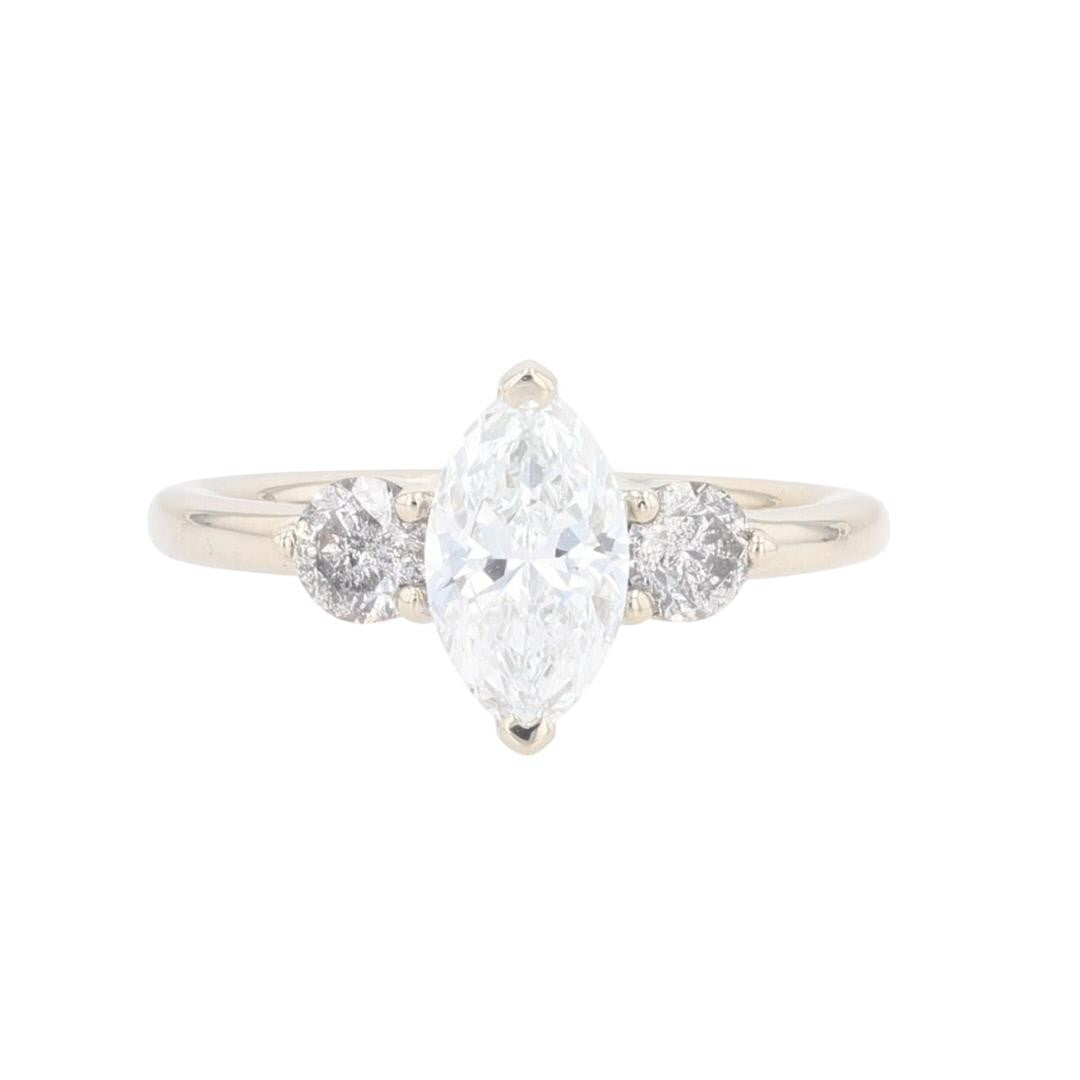 1.42ct Marquise Diamond Solitaire with Accents Ring — GIA Certified, 14k White Gold