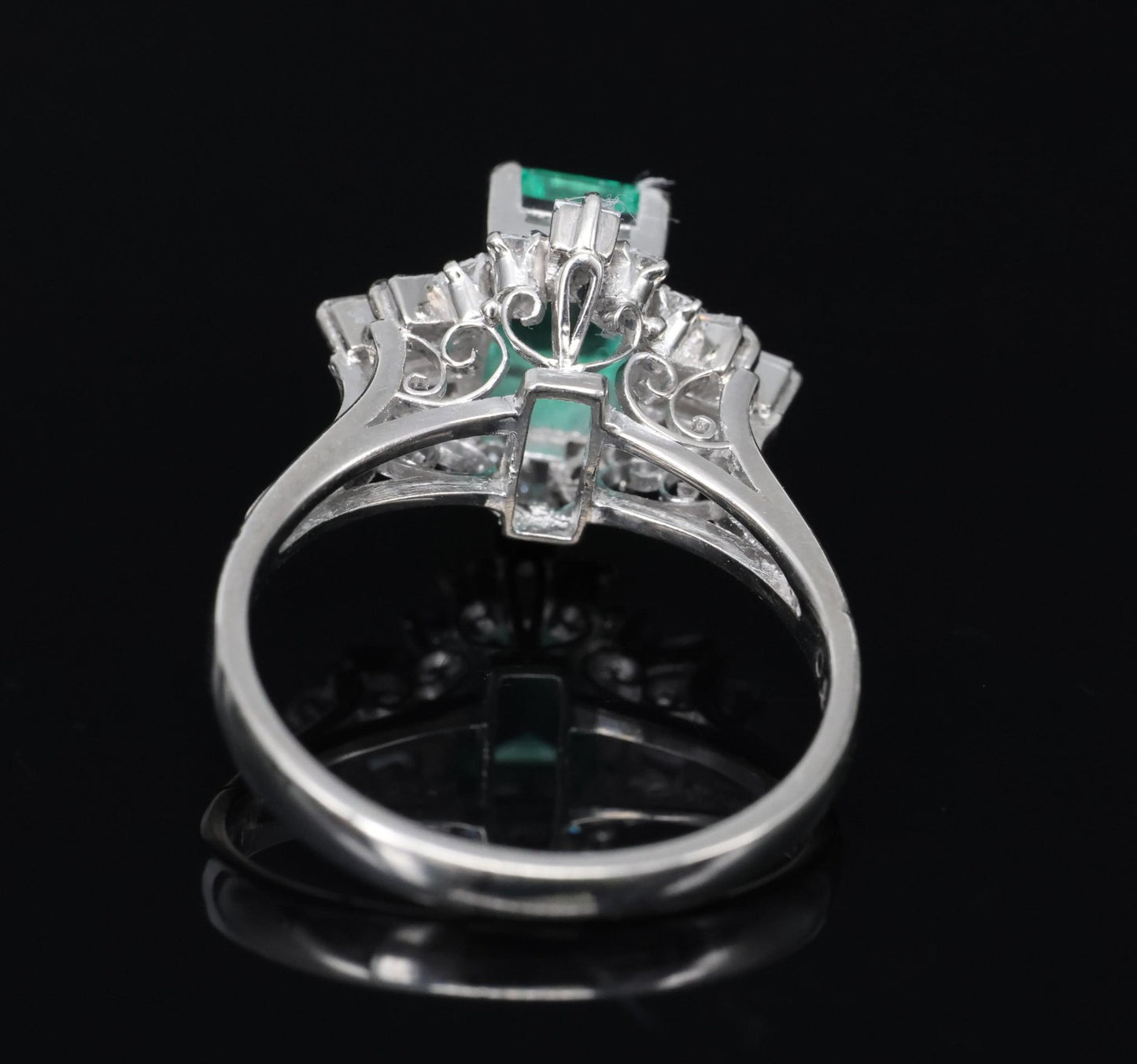 0.91ct Emerald Cut Colombian Emerald & Diamond Cocktail Ring — GIA Certified, Platinum