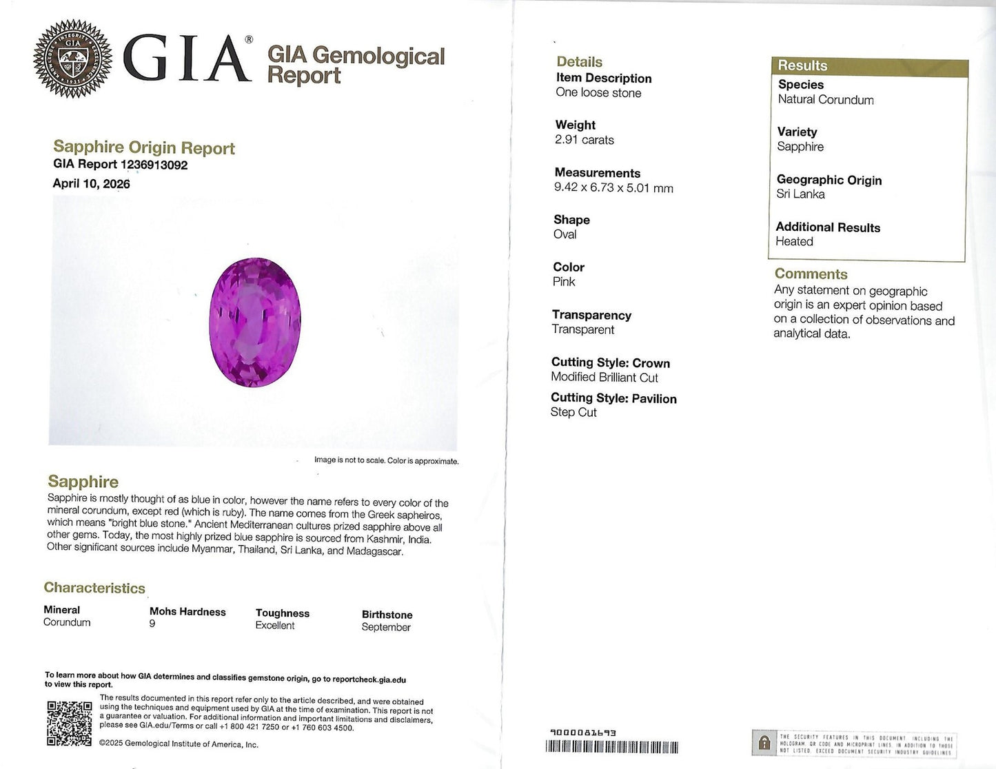 2.91ct Oval Pink Sapphire & Diamond Ring — GIA Certified, Platinum