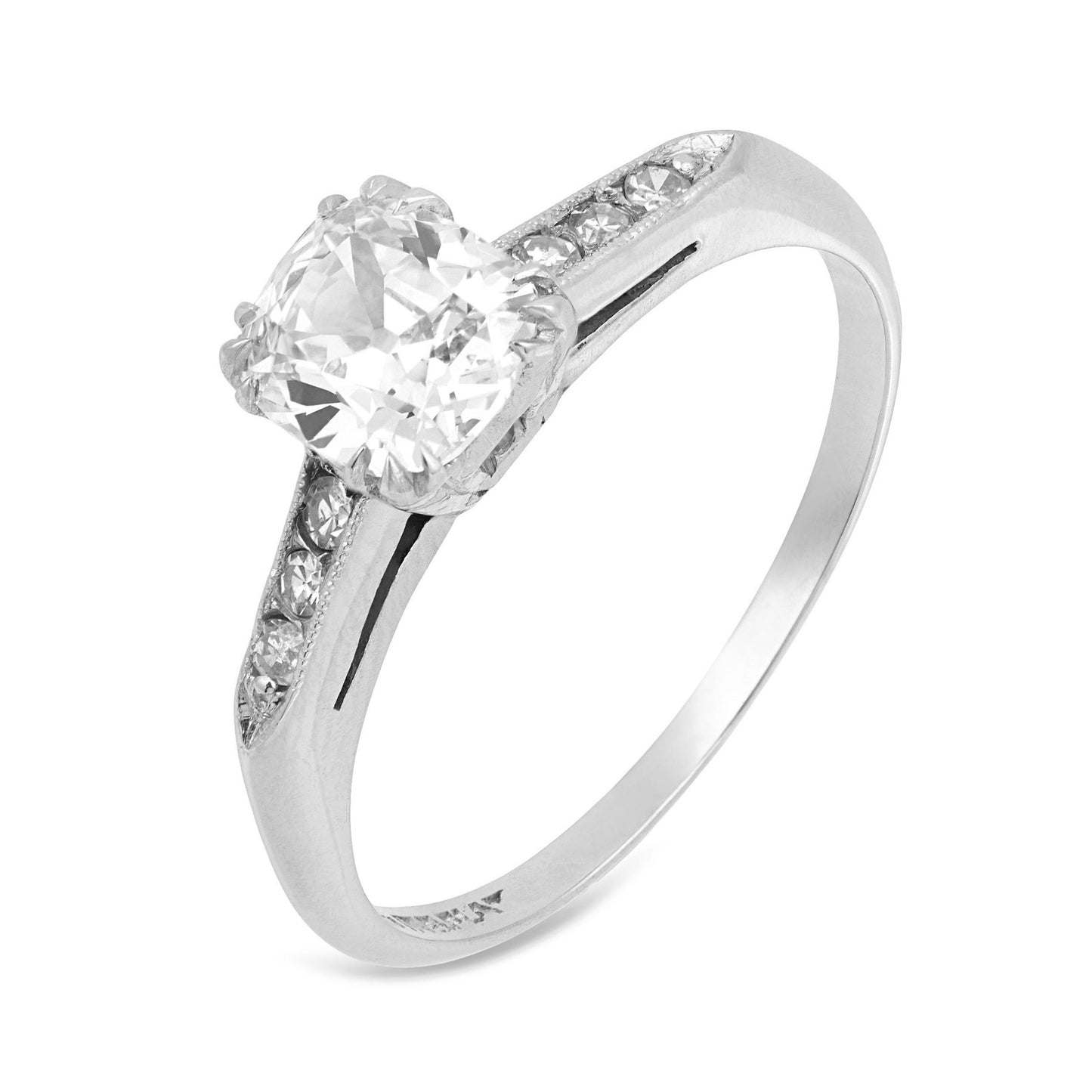 1.10ct Old Mine Cut Diamond Art Deco Ring — GIA Certified, Platinum