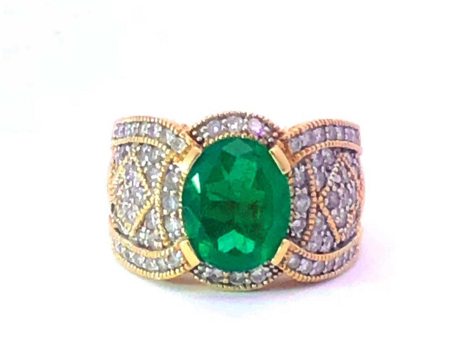 2.65ct Oval Colombian Emerald & Diamond Halo Ring — GIA Certified, 14k Yellow Gold