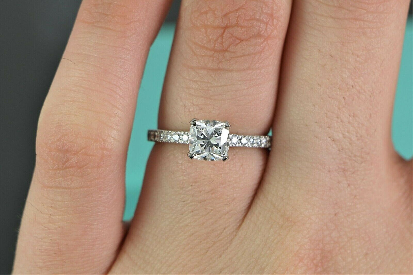 1.08ct Round-Cornered Square Modified Brilliant Diamond Engagement Ring — GIA Certified, Platinum