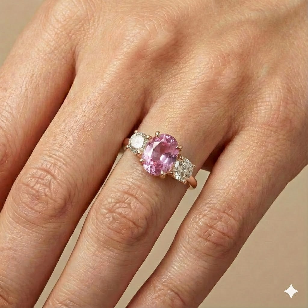 2.02ct Oval Pink Sapphire & 1.00ct Diamond Ring — GIA Certified, Platinum