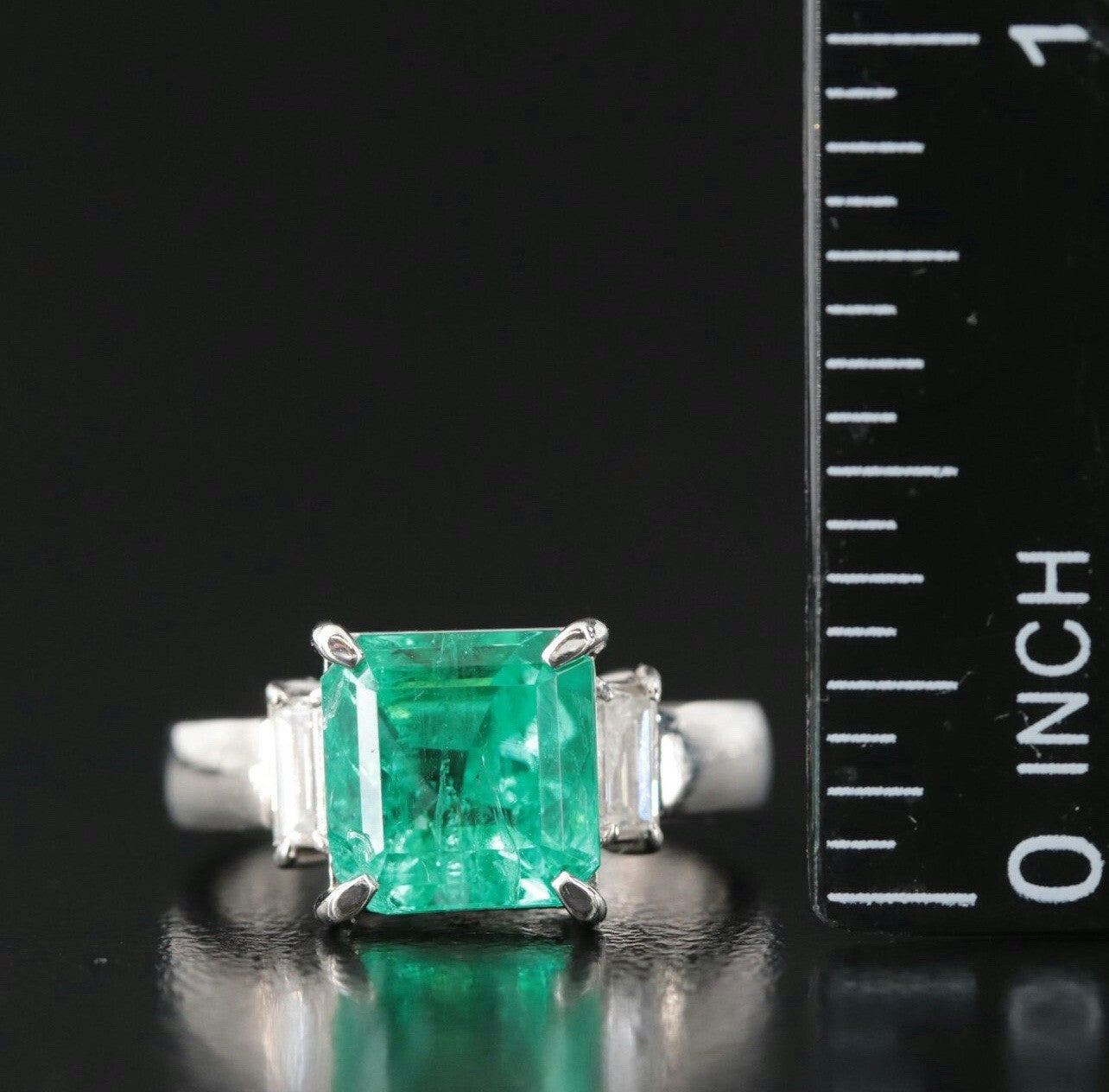 2.85ct Octagonal Emerald Diamond Engagement Ring — GIA Certified, Platinum