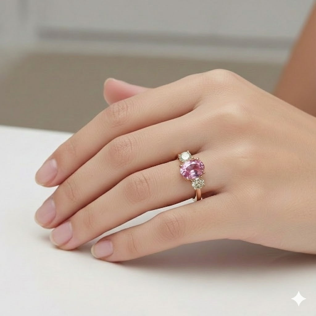 2.02ct Oval Pink Sapphire & 1.00ct Diamond Ring — GIA Certified, Platinum