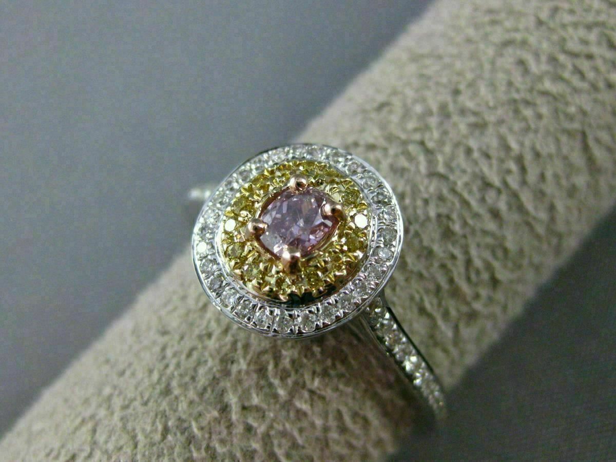 0.43ct Oval Diamond Double Halo Filigree Ring — GIA Certified, 18k Tri-Color Gold