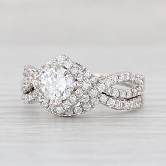 0.70ct Round Brilliant Diamond Halo Engagement Ring — GIA Certified, 14k Gold