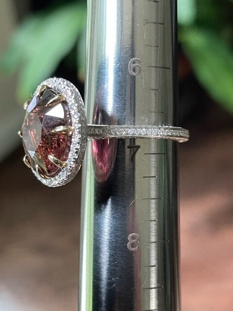 12.13ct Round Brilliant Tourmaline Diamond Ruby Ring — GIA Certified, Platinum