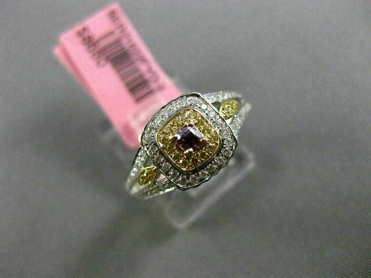 0.44ct Fancy Deep Pink-Purple Diamond 3D Square Halo Ring — GIA Certified, 18k Tri-Color Gold