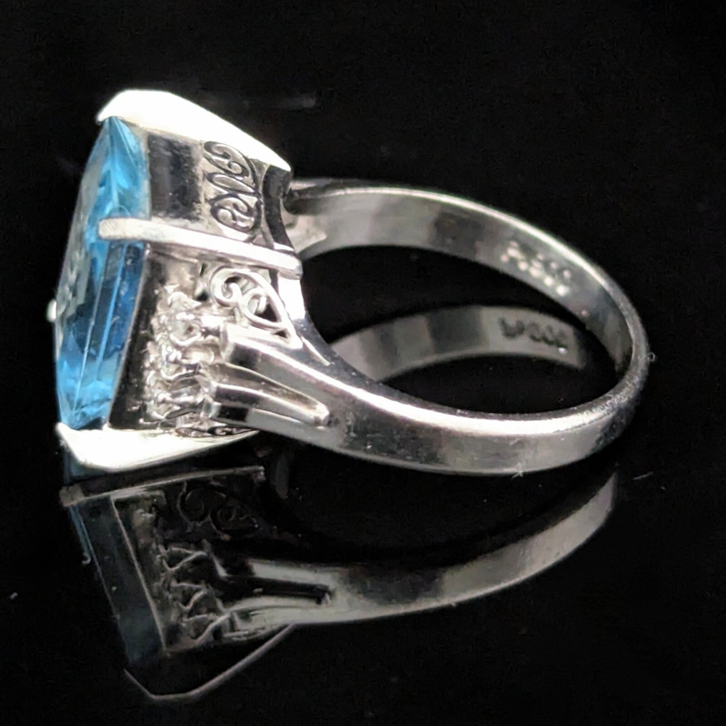 2.84ct Emerald Cut Aquamarine Diamond Platinum Cocktail Ring — GIA Certified