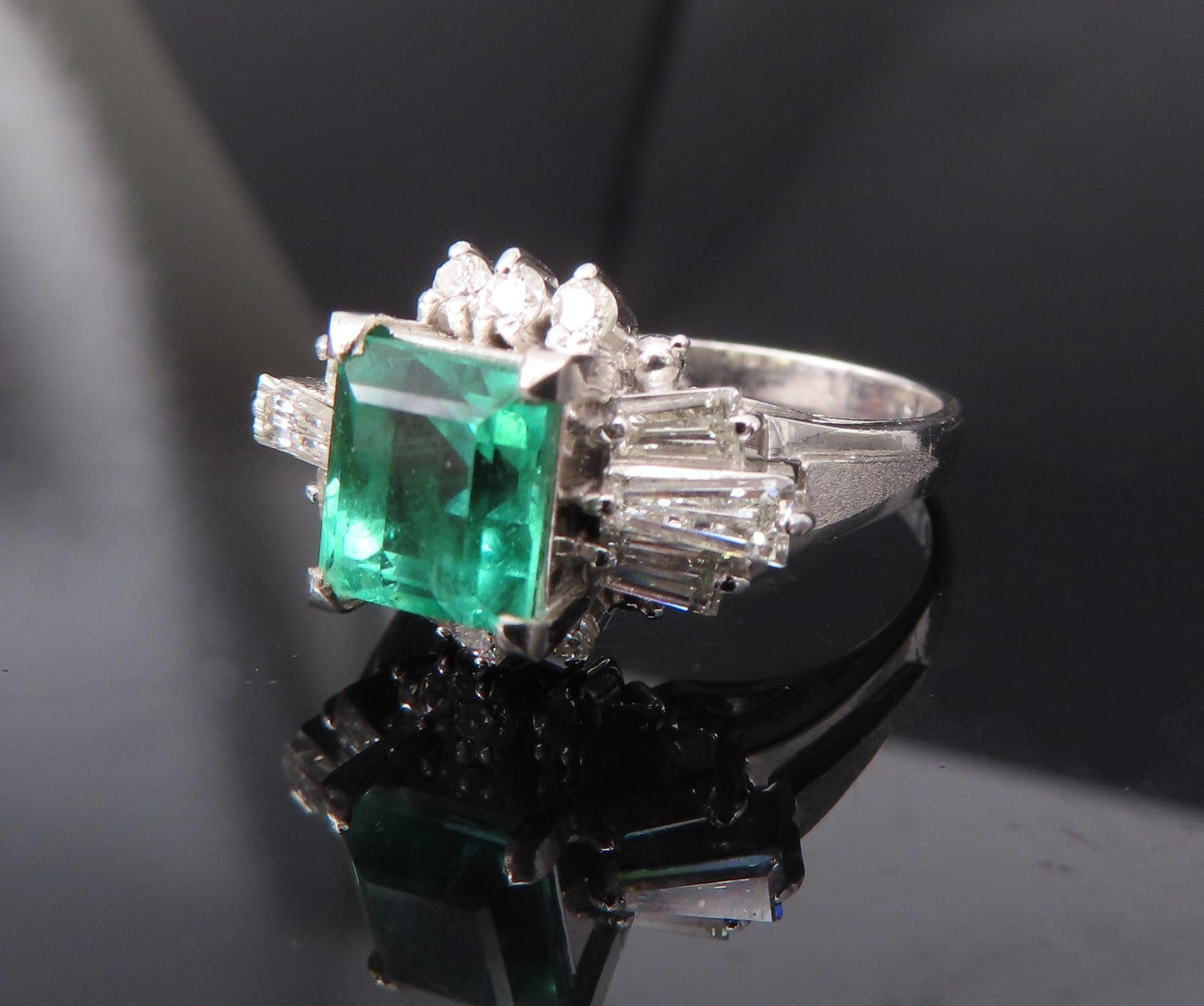 1.48ct Emerald Cut Natural Emerald Diamond Ring — GIA Certified, Platinum