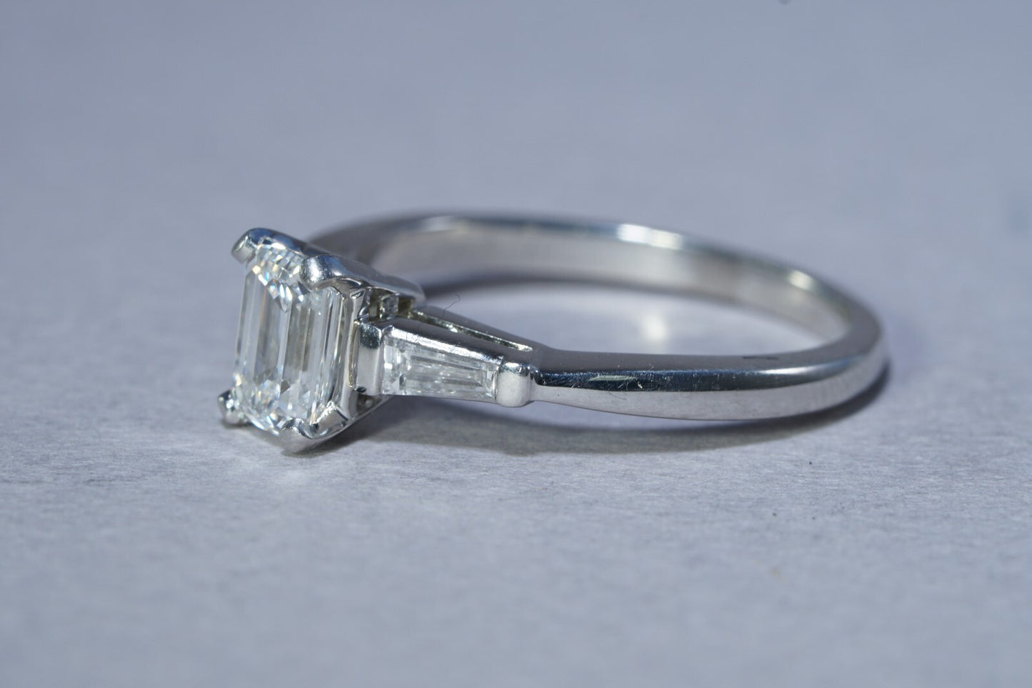 1.21ct Emerald Cut Diamond Three-Stone Ring — GIA Certified, 950 Platinum