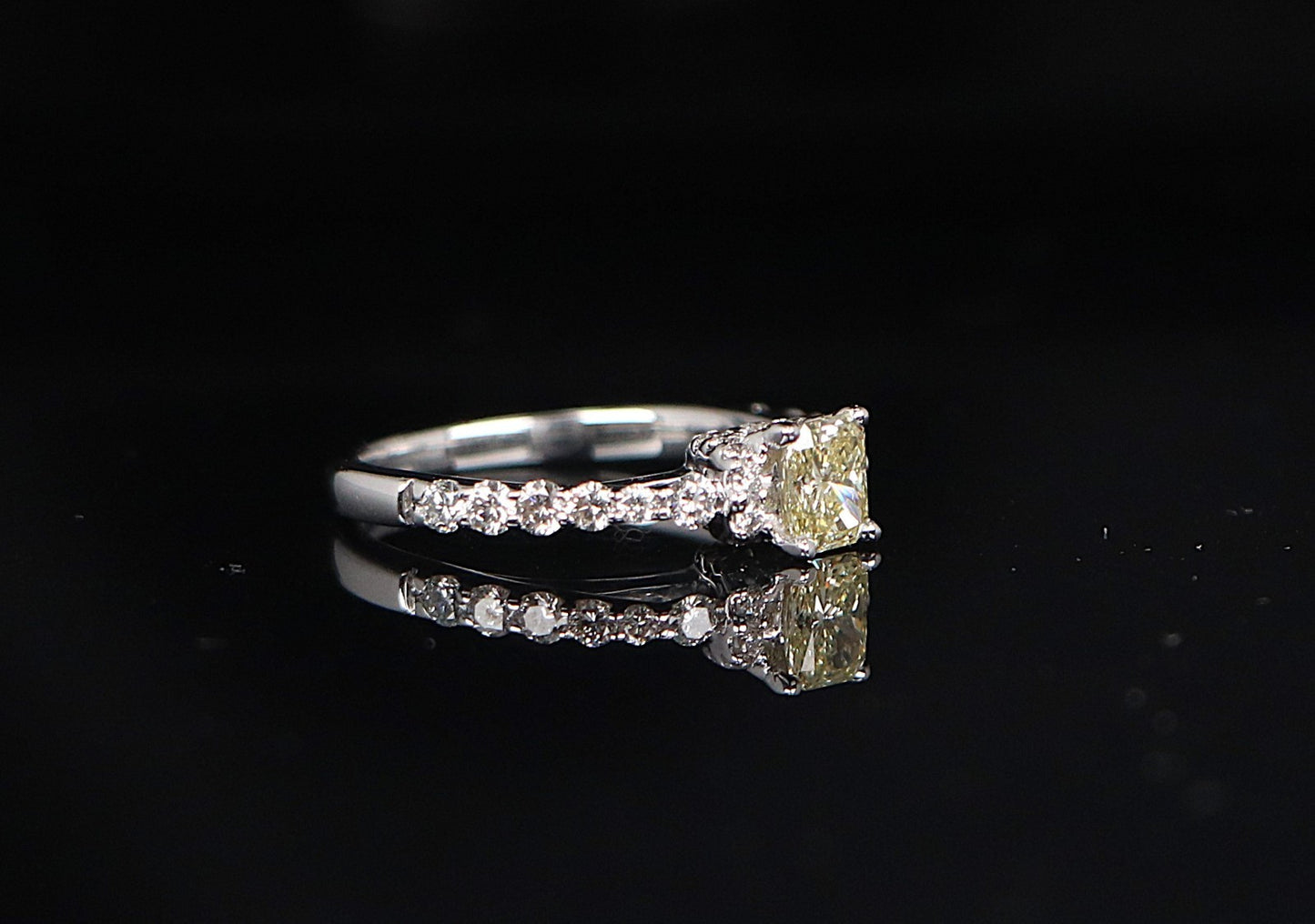 0.51ct Fancy Yellow Diamond Halo Engagement Ring — GIA Certified, 14k White Gold
