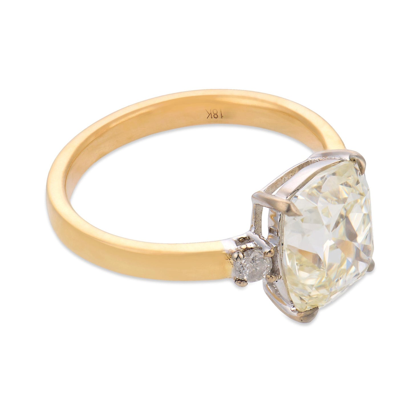3.02ct Old Mine Cut Diamond Solitaire Ring — GIA Certified, Multi-Tone Gold