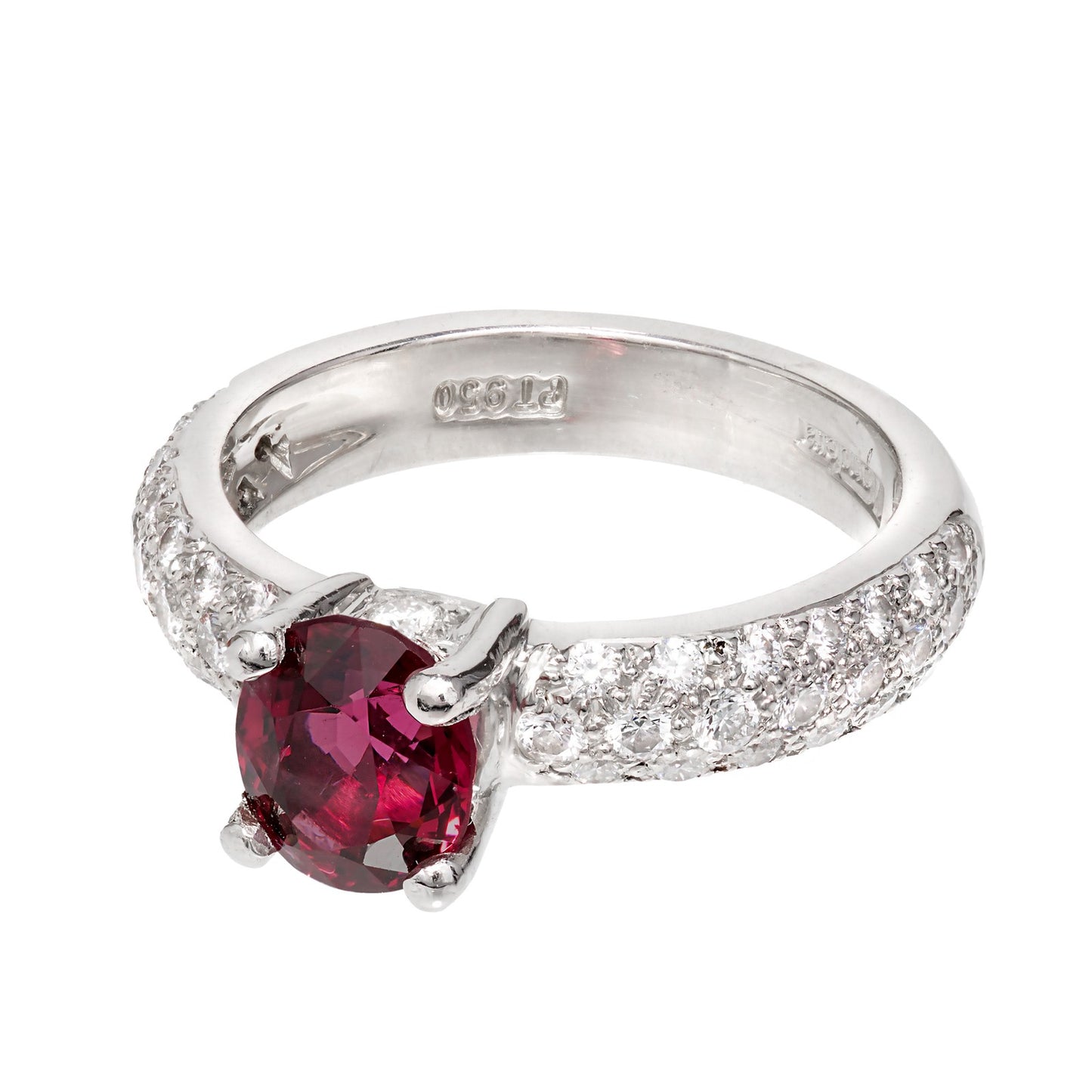 1.59ct Oval Red Spinel Diamond Ring — GIA Certified, Platinum