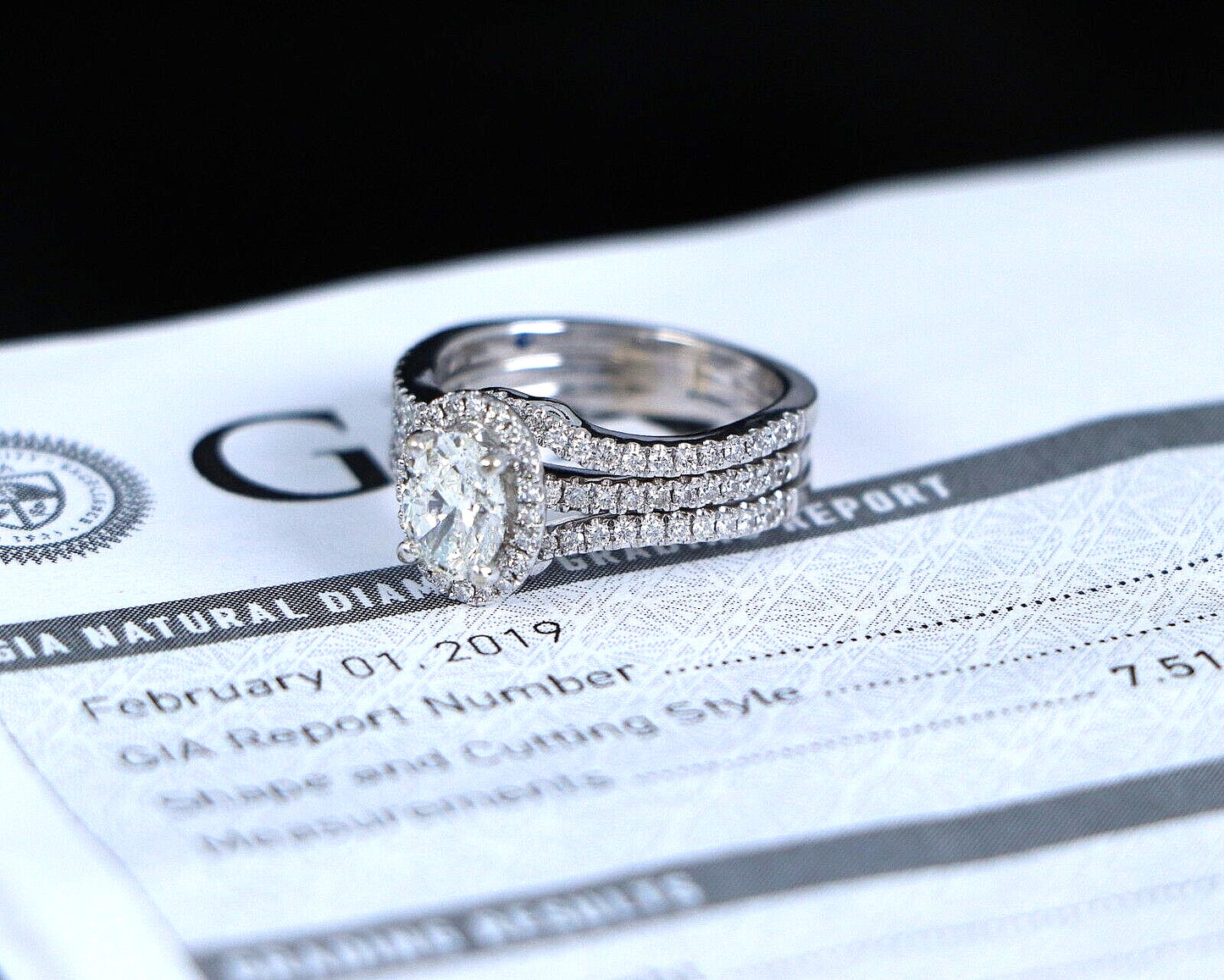 1.00ct Oval Brilliant Diamond Halo Engagement Ring — GIA Certified, 14k White Gold