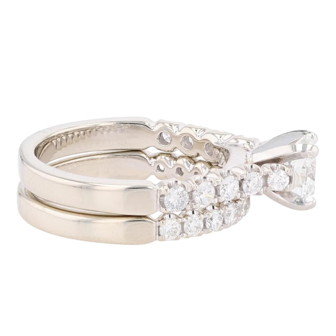 1.01ct Round Brilliant Diamond Solitaire with Accents Ring — GIA Certified, 14k White Gold