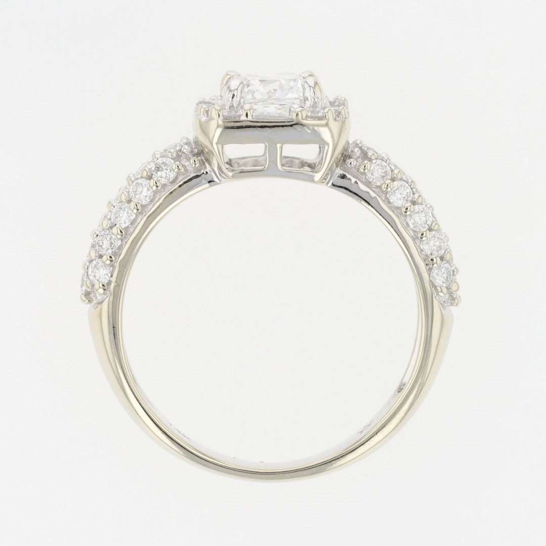1.38ct Cushion Cut Diamond Halo Engagement Ring — GIA Certified, 14k White Gold
