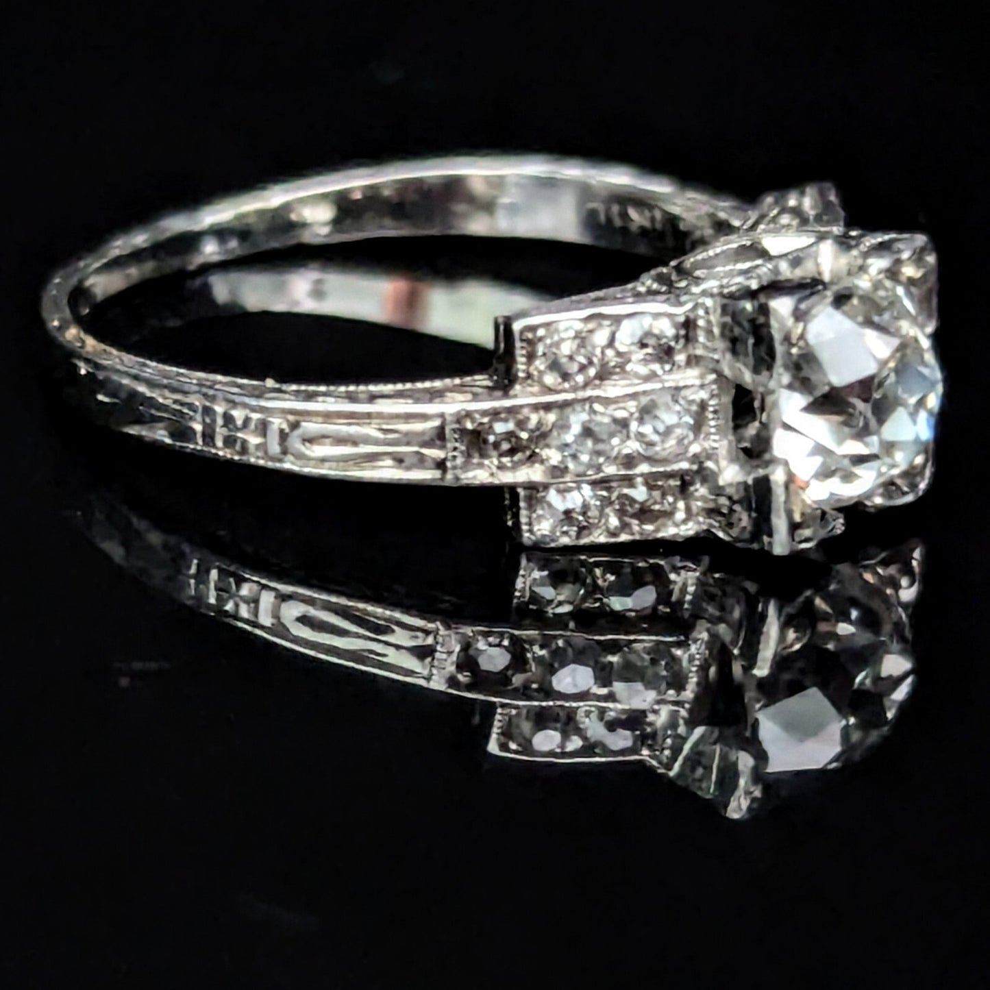 1.15ct Old European Cut Diamond Art Deco Ring — GIA Certified, Platinum