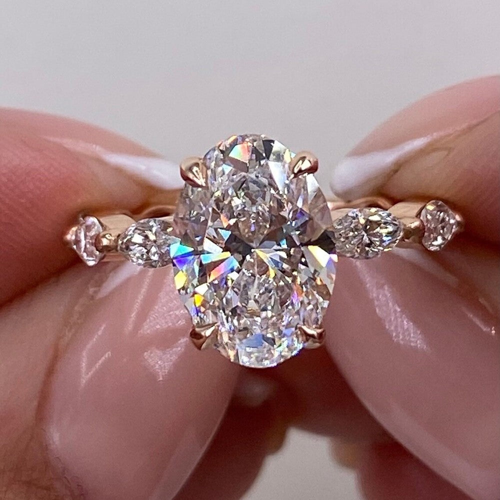 3.10ct Oval Sapphire Diamond Cluster Ring — GIA Certified, 14k White Gold