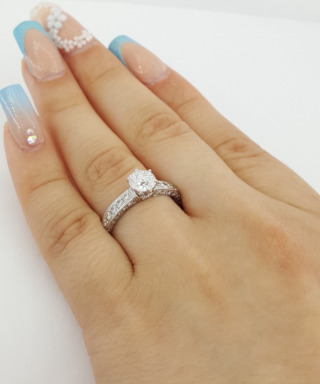 0.91ct Old European Brilliant Diamond Solitaire Ring — GIA Certified, 14k White Gold