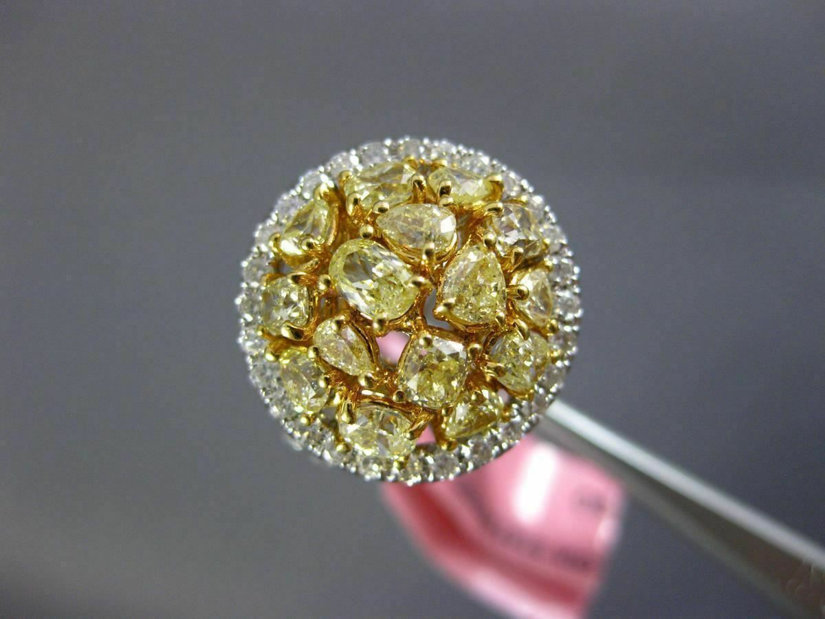 2.87ct Fancy Yellow & White Diamond 3D Cluster Ring — GIA Certified, 18k Two-Tone Gold