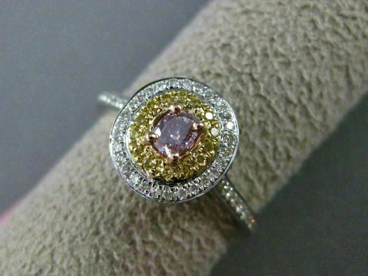 0.43ct Oval Diamond Double Halo Filigree Ring — GIA Certified, 18k Tri-Color Gold