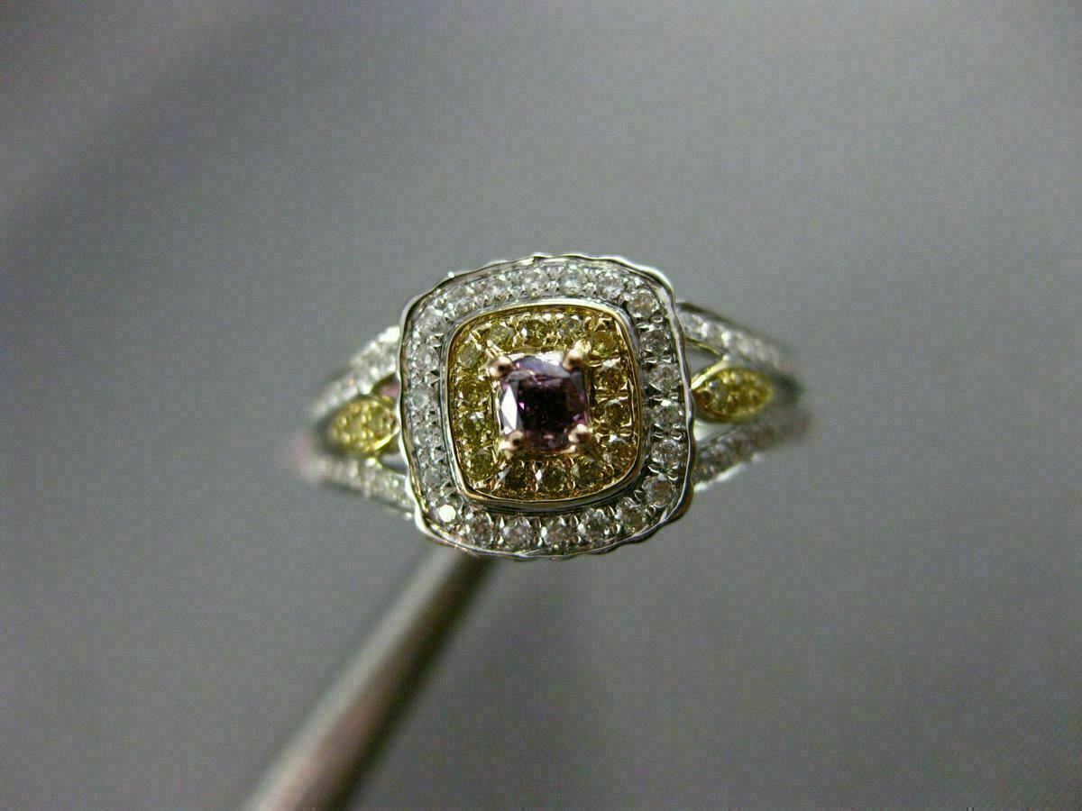 0.44ct Fancy Deep Pink-Purple Diamond 3D Square Halo Ring — GIA Certified, 18k Tri-Color Gold