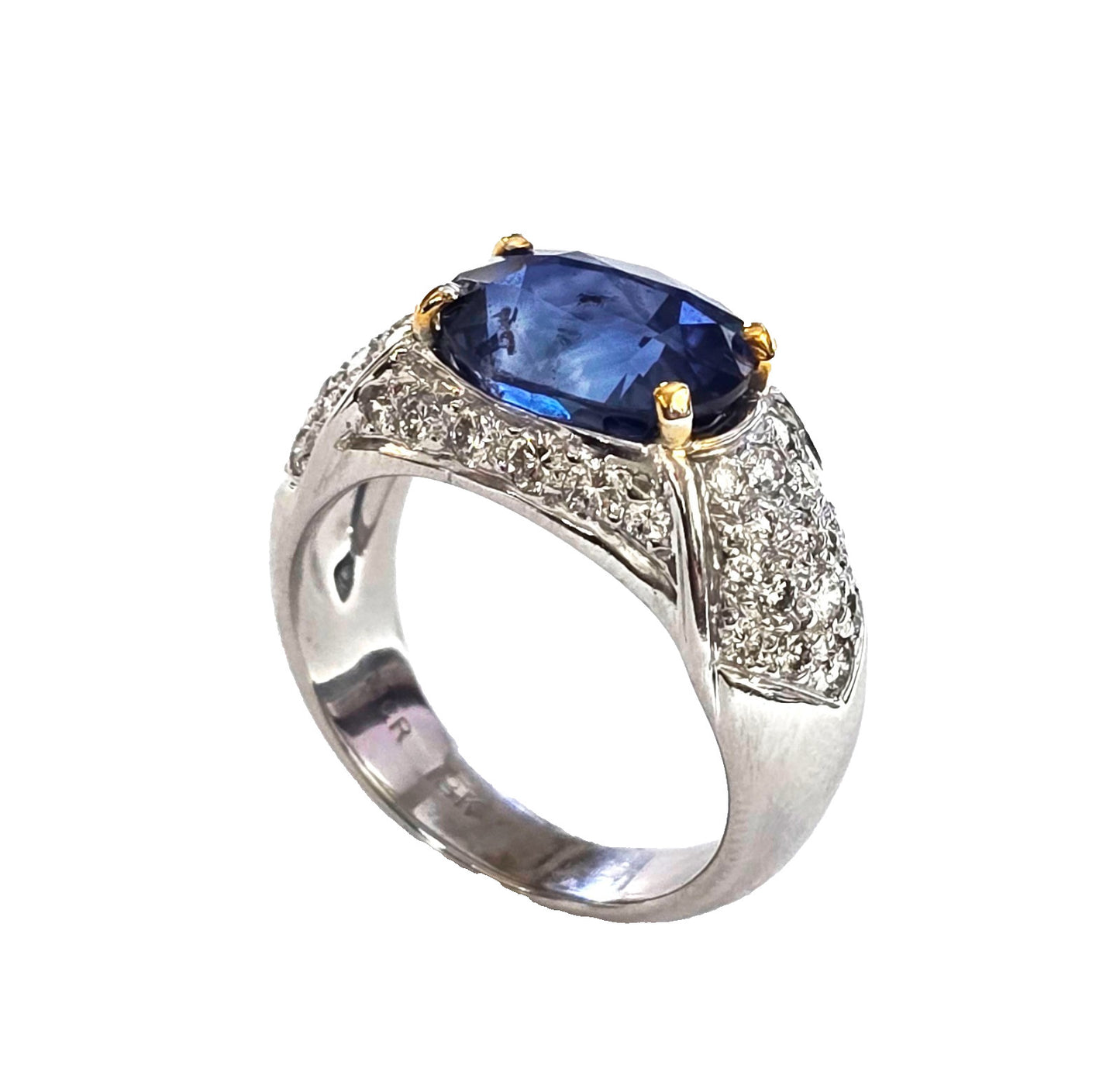4.25ct Oval Sapphire & Diamond Ring — GIA Certified, 18k White Gold