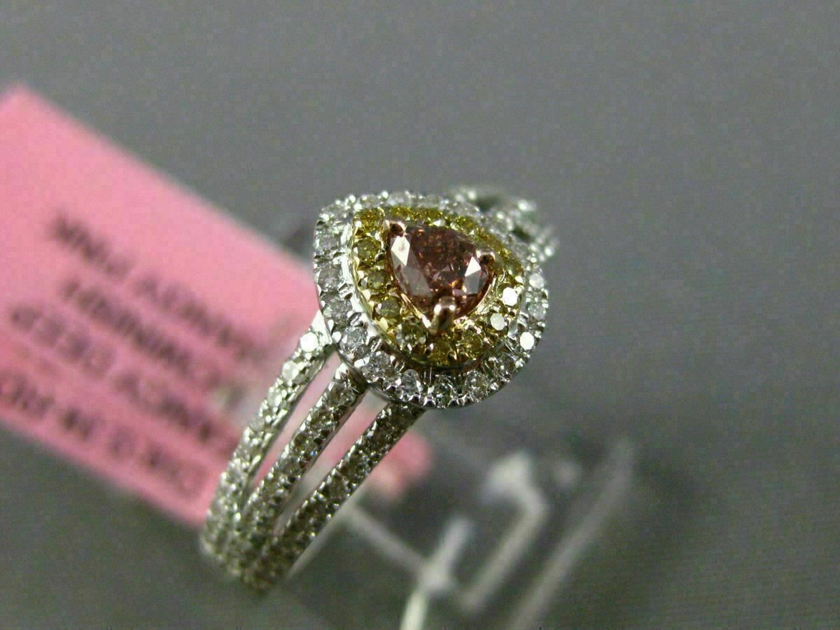 0.59ct Pear Diamond Fancy Multi-Stone Halo Ring — GIA Certified, 18k Tri-Color Gold