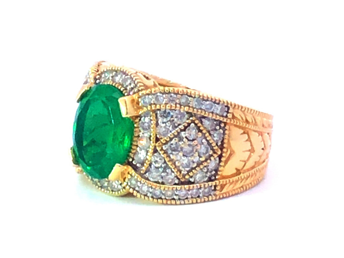 2.65ct Oval Colombian Emerald & Diamond Halo Ring — GIA Certified, 14k Yellow Gold