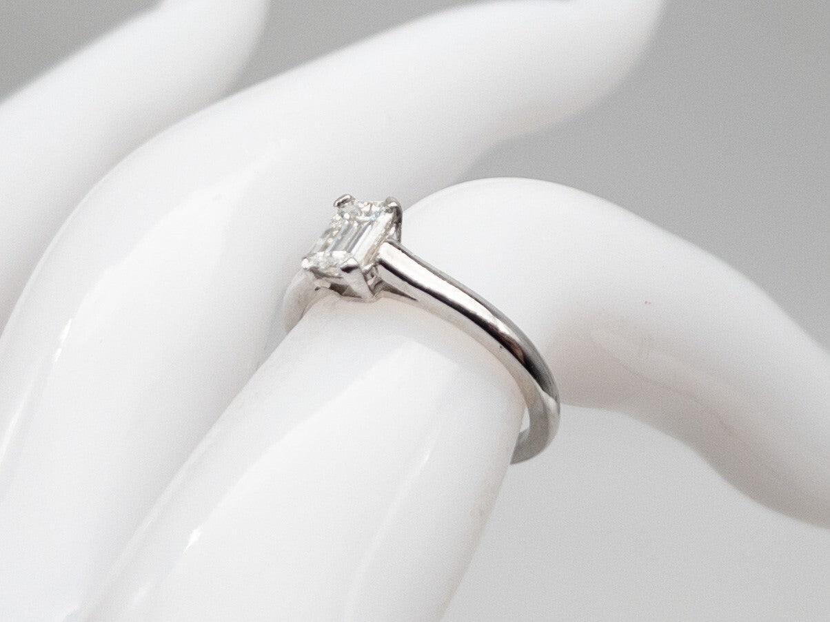0.63ct Emerald Cut Diamond Vintage Ring — GIA Certified, Platinum
