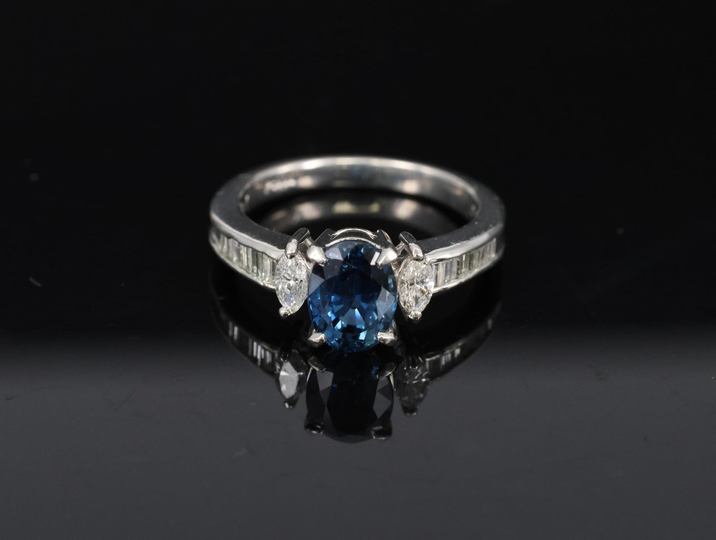 1.97ct Oval Blue Sapphire & Diamond Ring — GIA Certified, Platinum