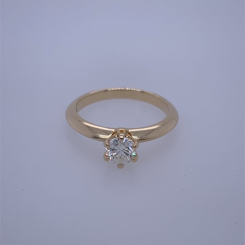 0.50ct Round Brilliant Diamond Cartier Ring — GIA Certified, 18k White Gold