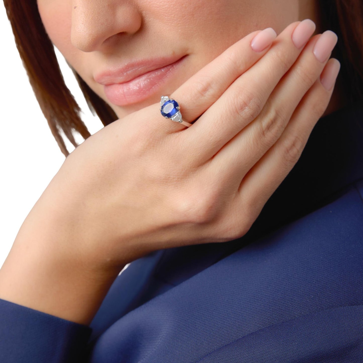 2.10ct Oval Sapphire Diamond Ring — GIA Certified, Platinum