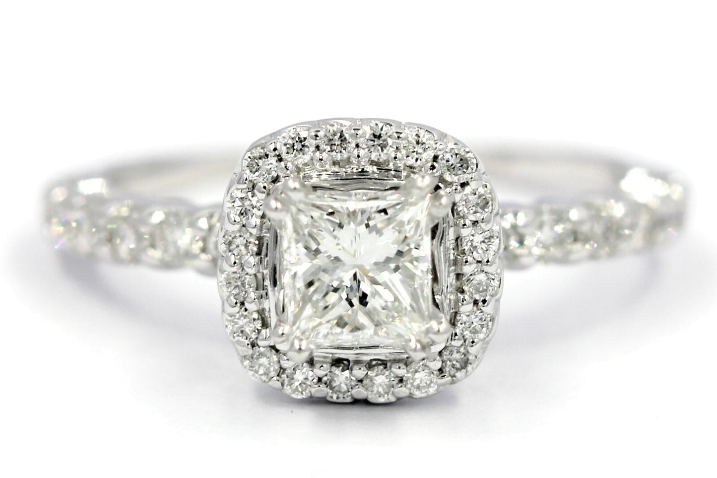 0.70ct Square Modified Brilliant Diamond Engagement Ring — GIA Certified, 14k White Gold