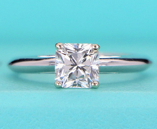 1.23ct Cut-Cornered Square Diamond Engagement Ring — GIA Certified, Platinum