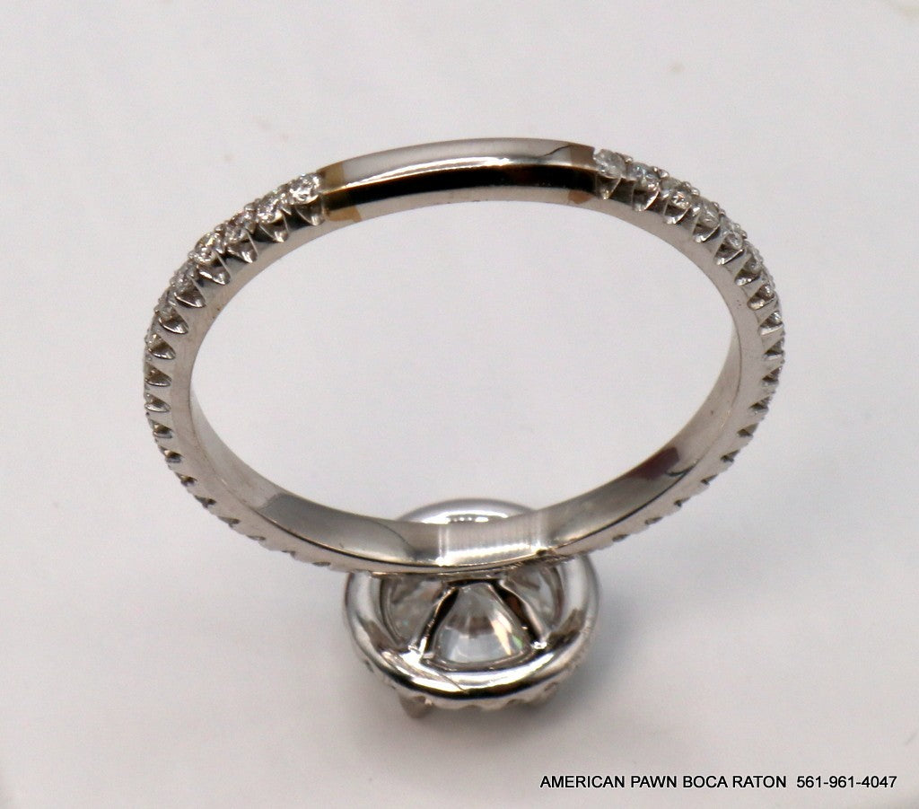 1.05ct Round Brilliant Diamond Halo Engagement Ring — GIA Certified, 18k White Gold