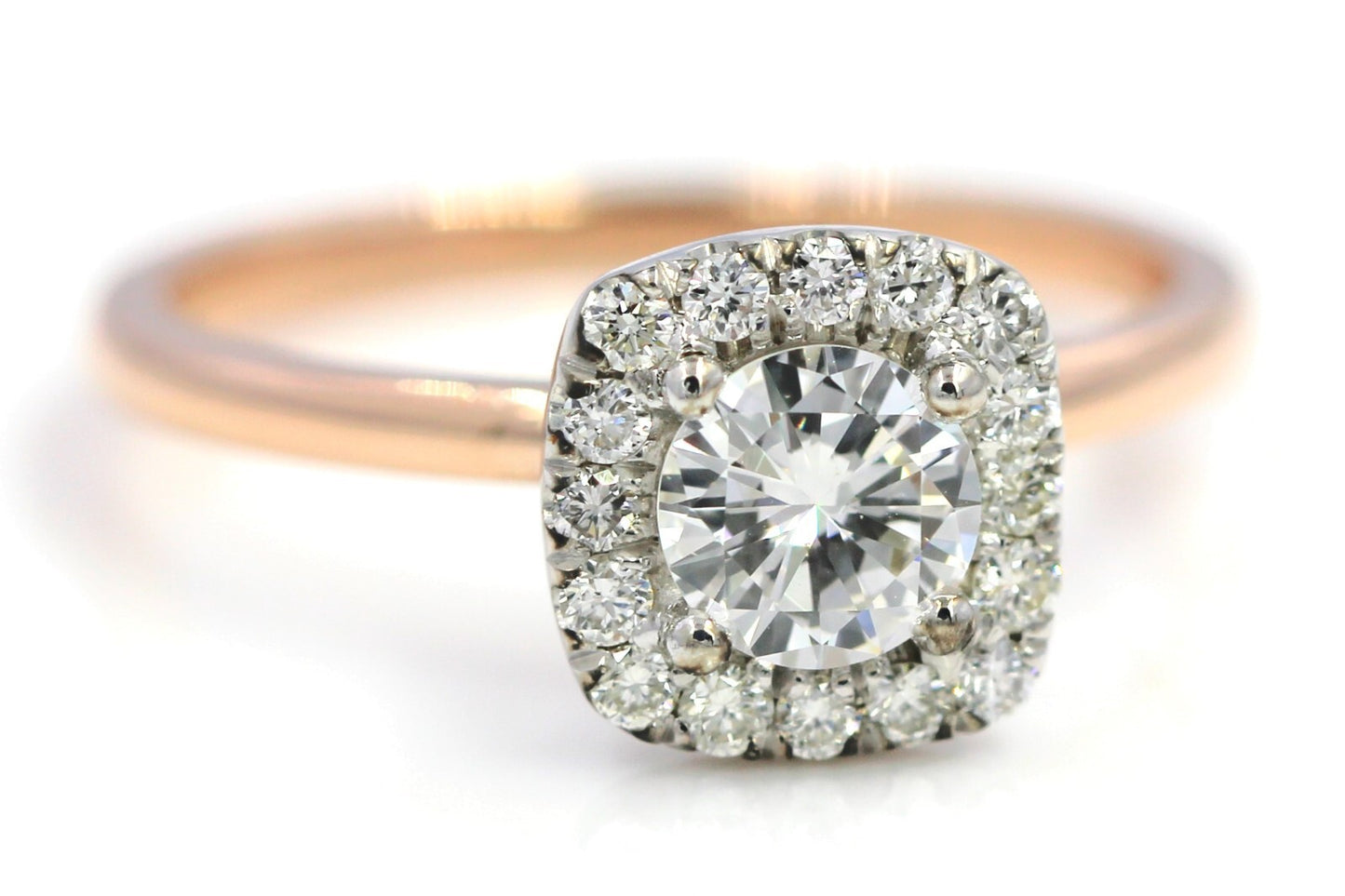 0.45ct Round Brilliant Halo Engagement Ring — GIA Certified, 14k Rose Gold