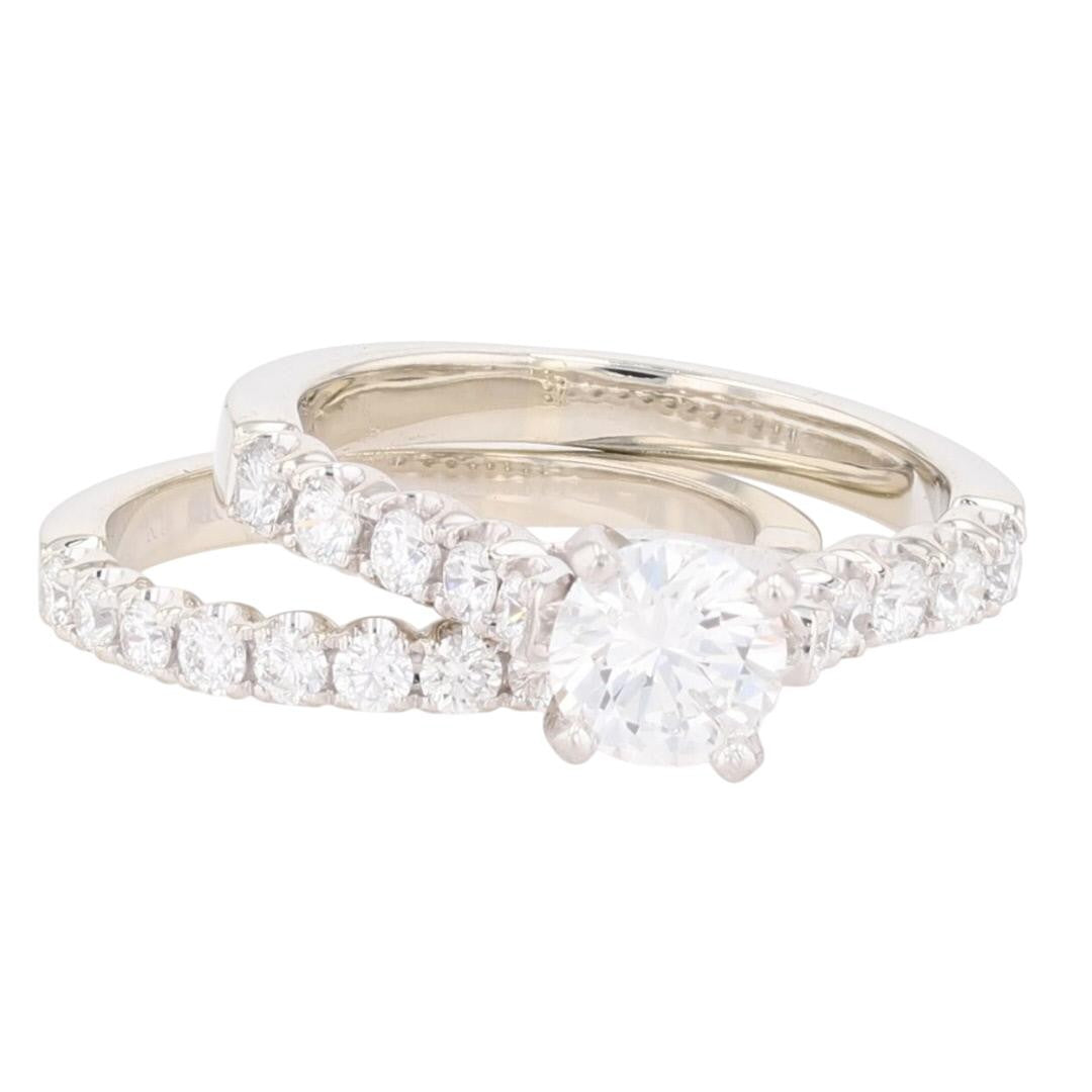 1.01ct Round Brilliant Diamond Solitaire with Accents Ring — GIA Certified, 14k White Gold