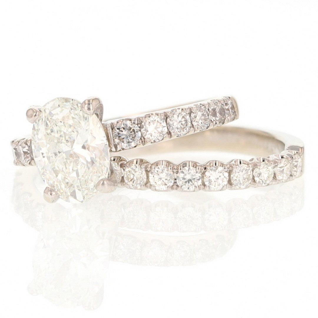 2.58ct Oval Diamond Pavé Wedding Set — GIA Certified, 14k White Gold
