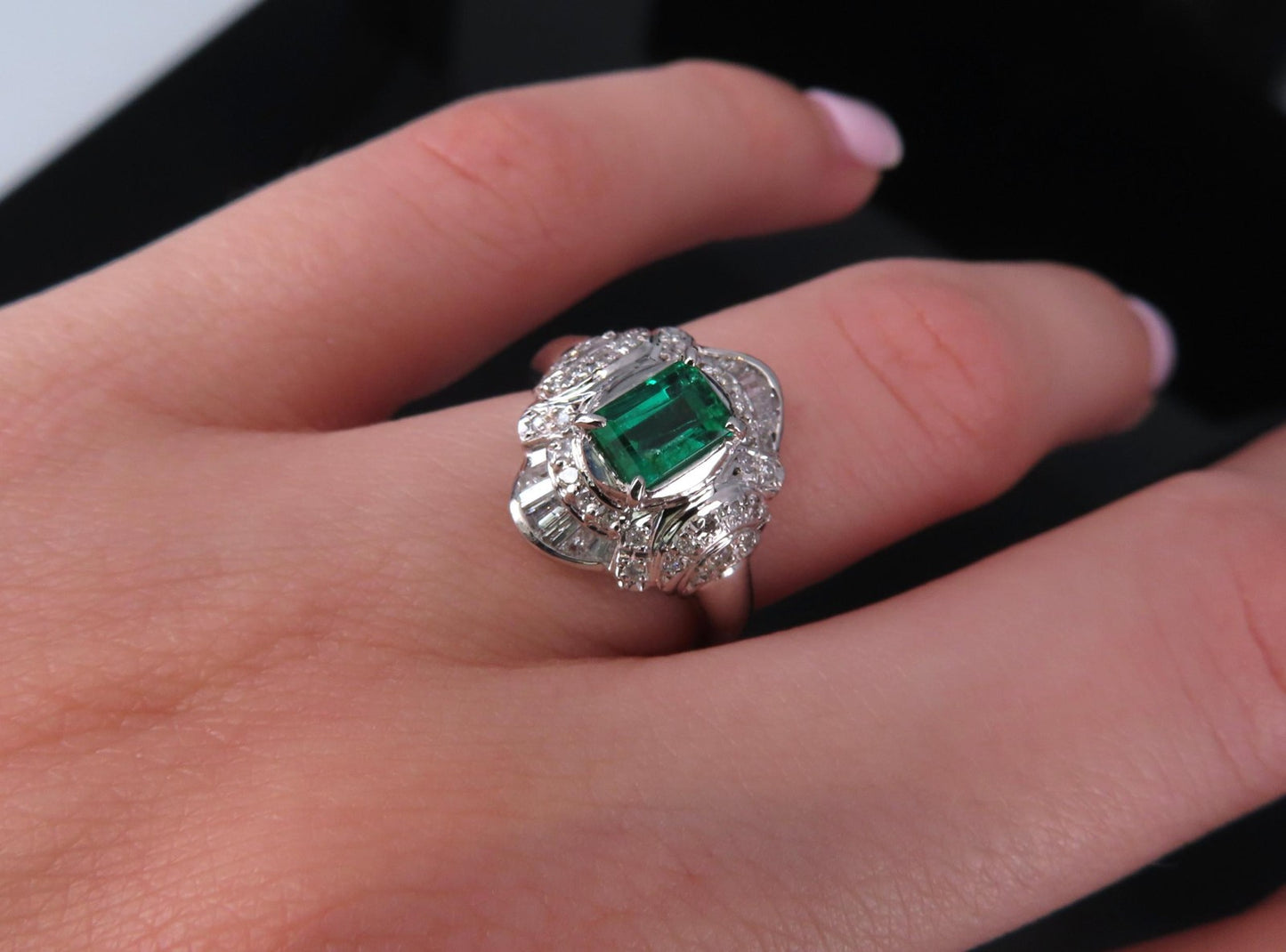 0.61ct Emerald Cut Colombian Emerald & 0.32ct Diamond Ring — GIA Certified, Platinum