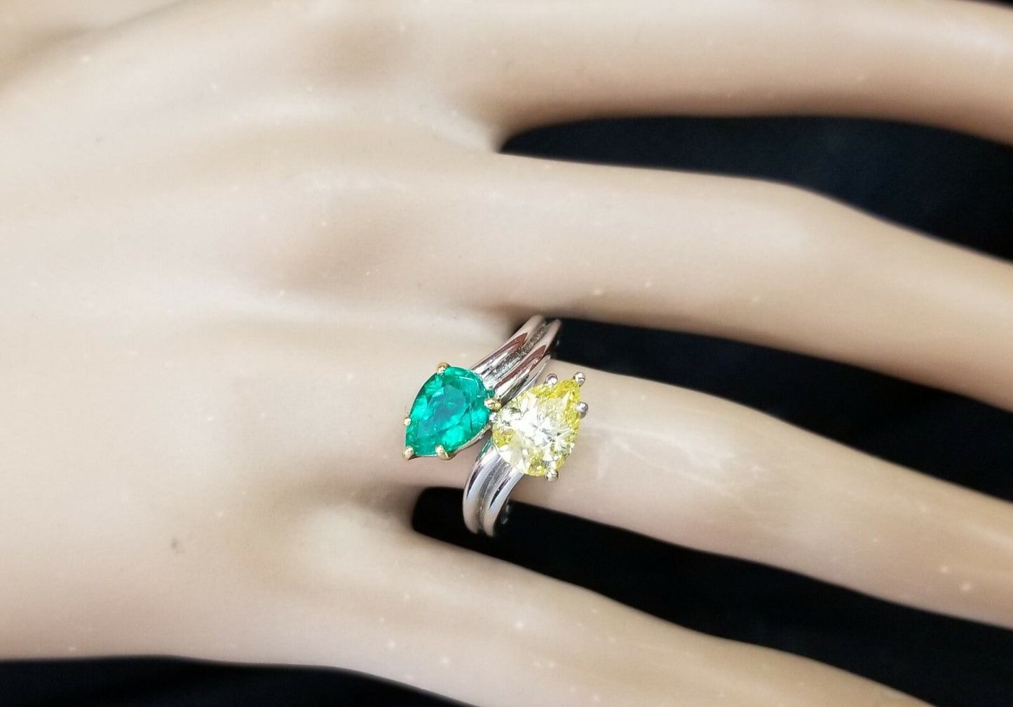 1.44ct Pear Brilliant Fancy Vivid Yellow Diamond Ring — GIA Certified, Platinum
