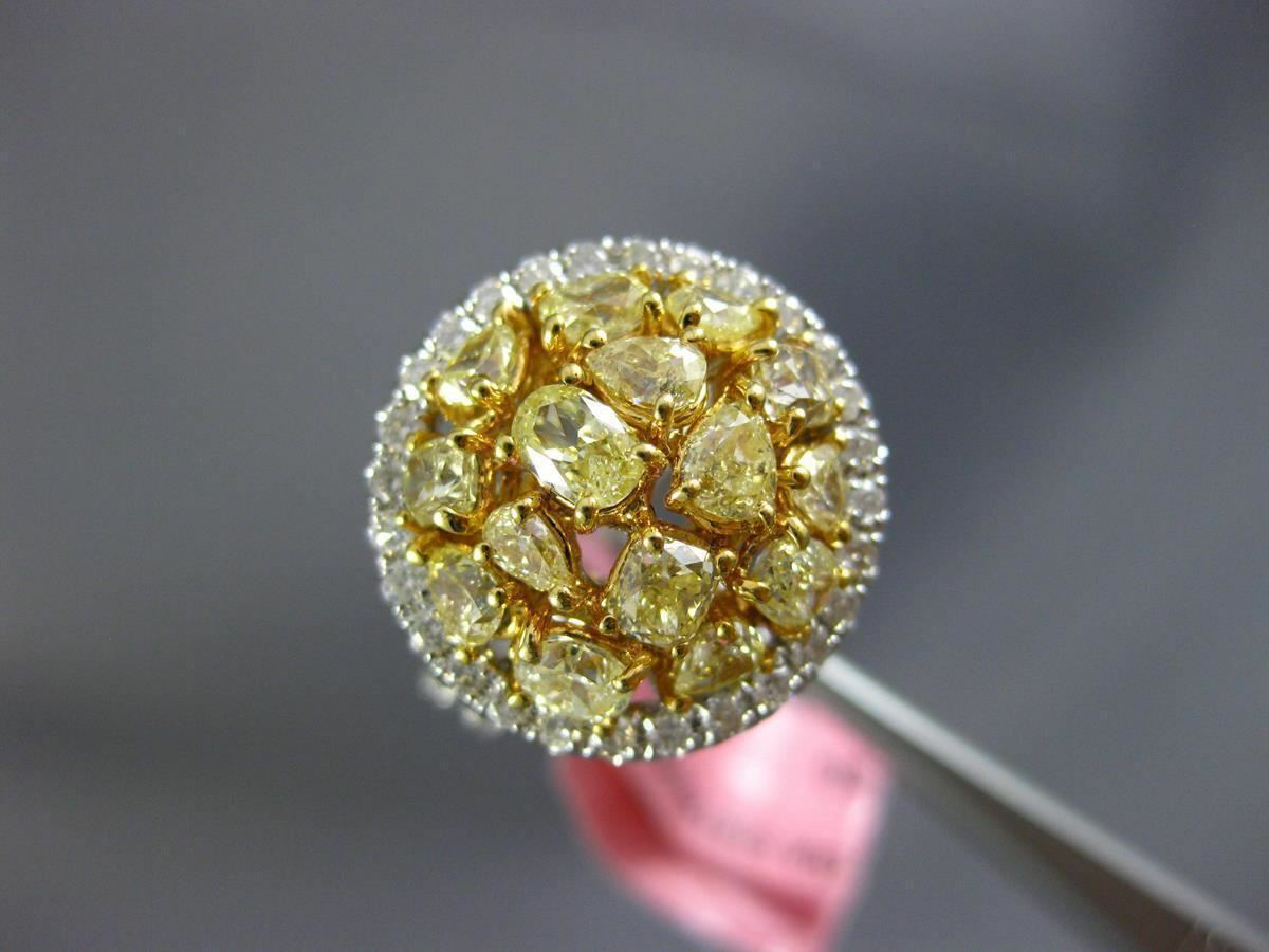 2.87ct Fancy Yellow & White Diamond 3D Cluster Ring — GIA Certified, 18k Two-Tone Gold