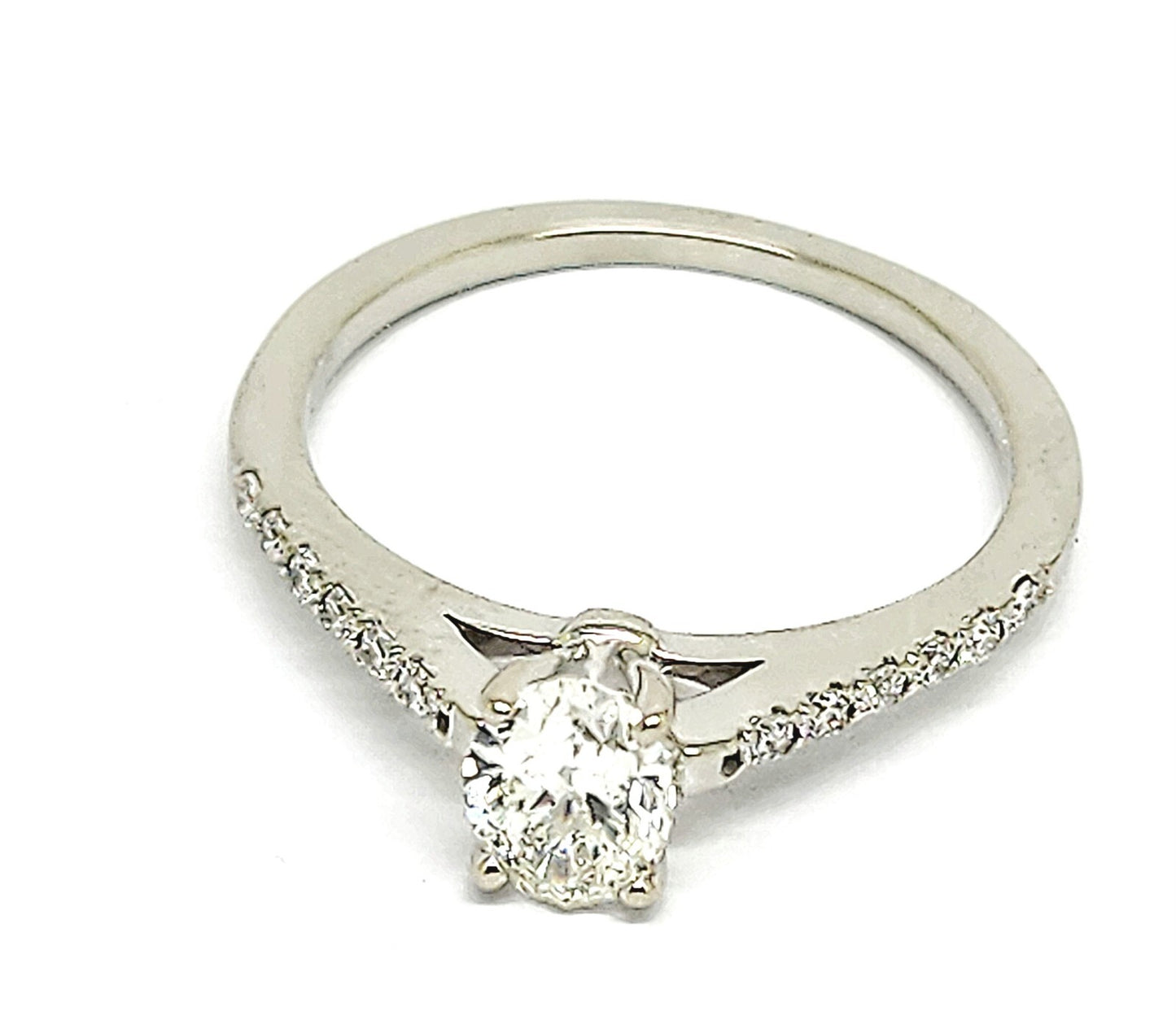 0.50ct Oval Brilliant Diamond Engagement Ring — GIA Certified, 18k White Gold