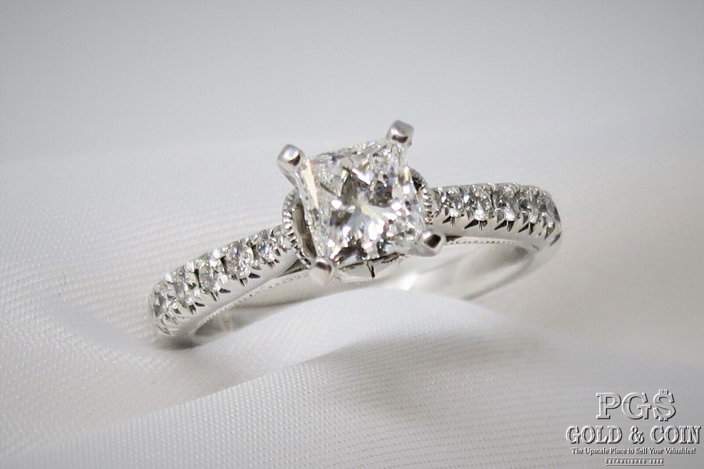 0.91ct Princess Cut Diamond Engagement Ring — GIA Certified, 14k White Gold