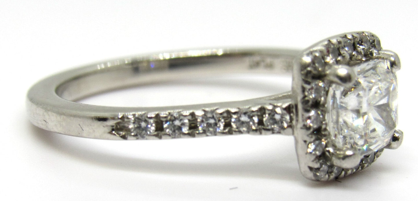 0.72ct Cushion Diamond Halo Engagement Ring — GIA Certified, Platinum