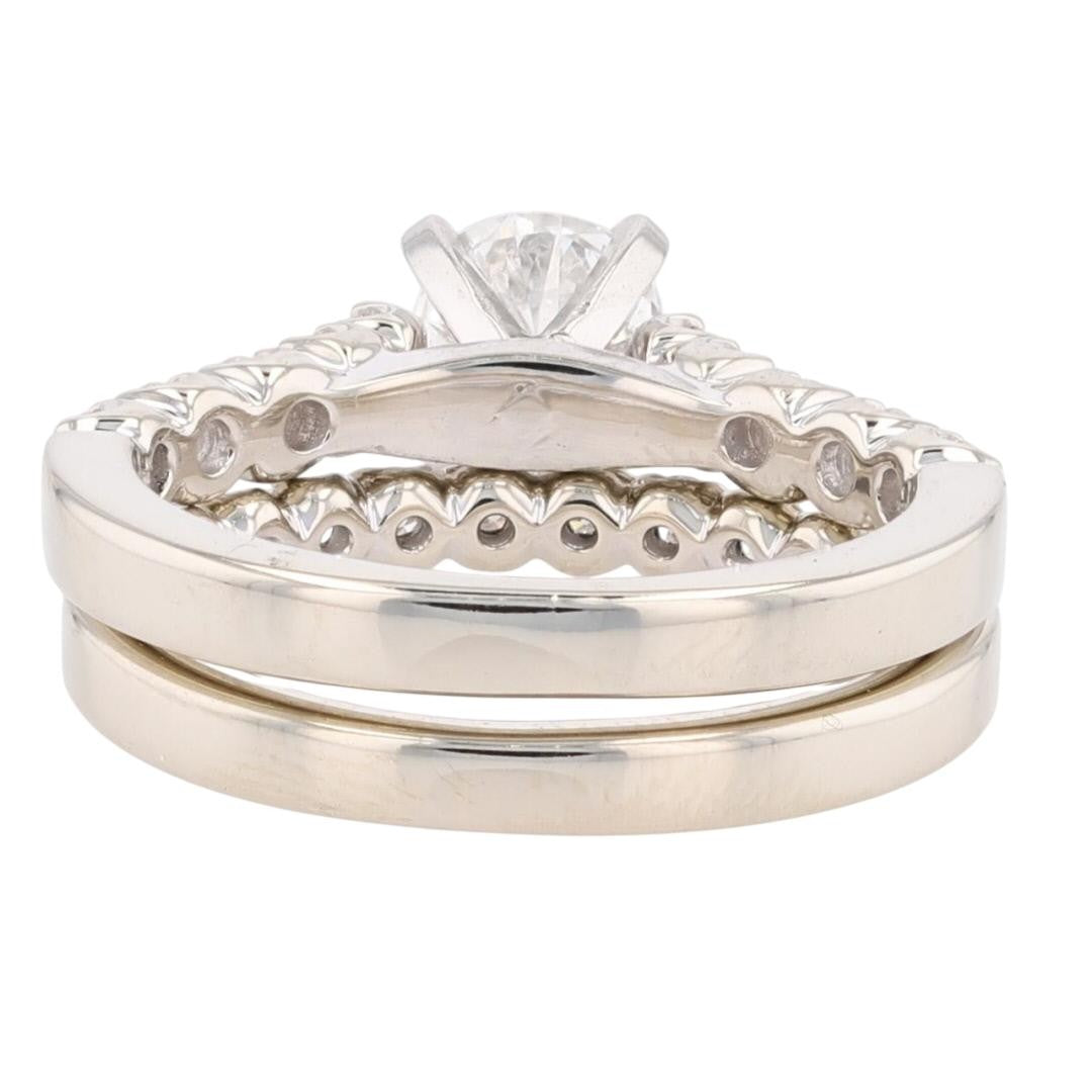 1.01ct Round Brilliant Diamond Solitaire with Accents Ring — GIA Certified, 14k White Gold