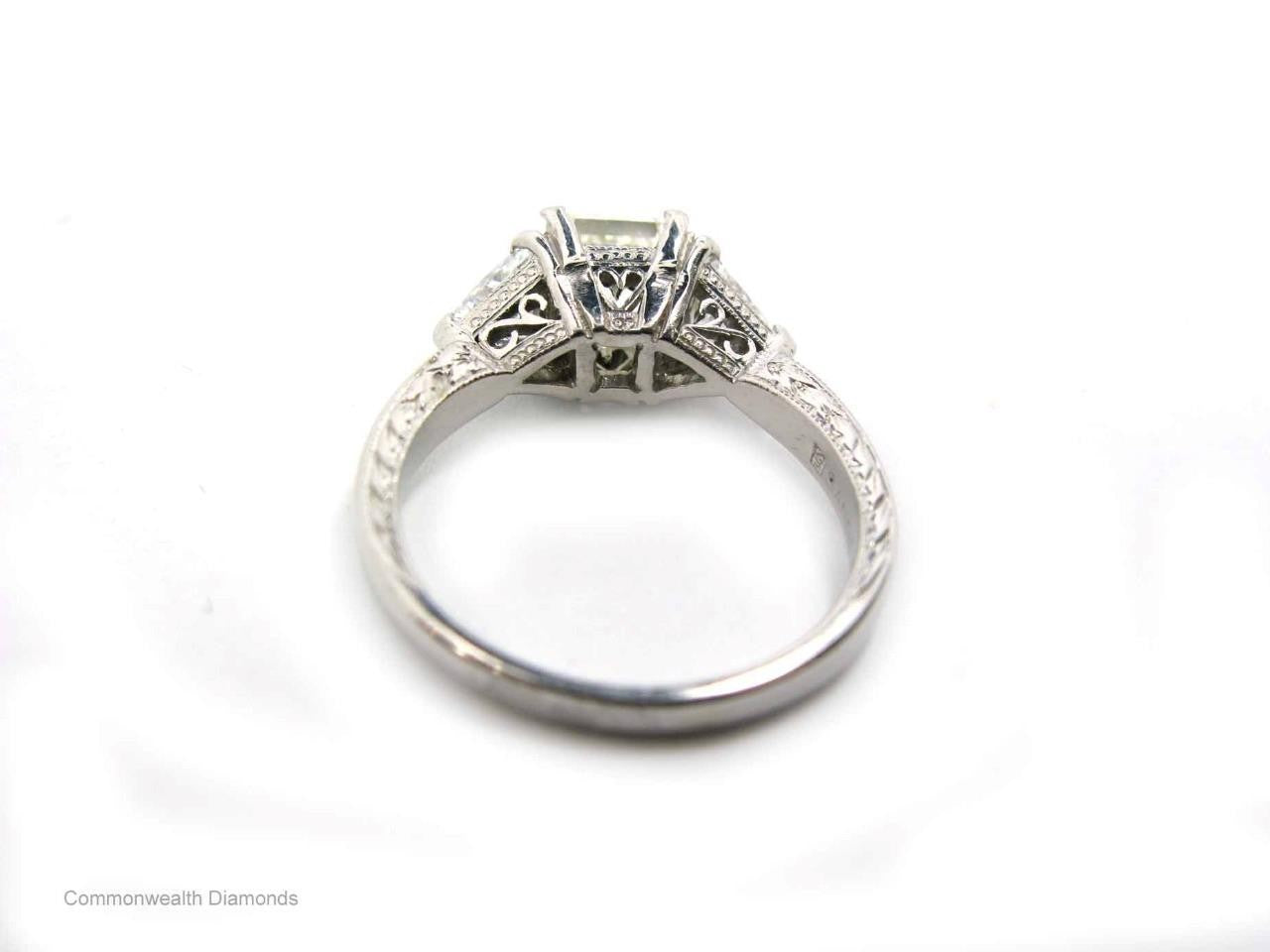 1.31ct Rectangular Modified Brilliant Diamond 3-Stone Ring — GIA Certified, Platinum
